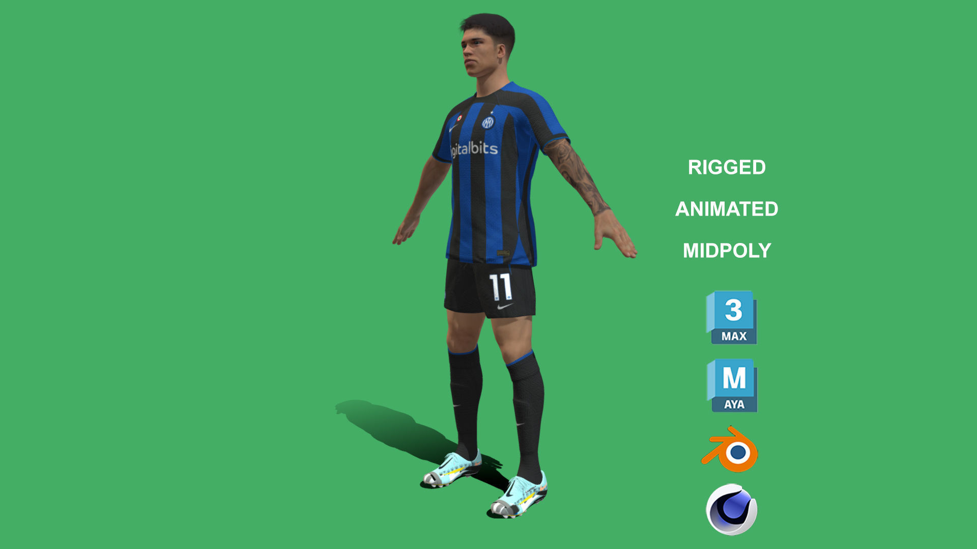 3D Rigged Joaquin Correa Inter Milan 2023 3D model_8