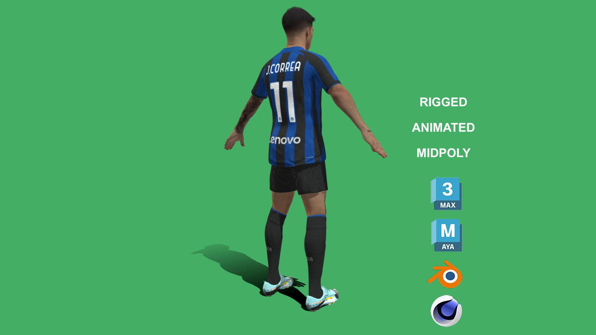 3D Rigged Joaquin Correa Inter Milan 2023 3D model_4
