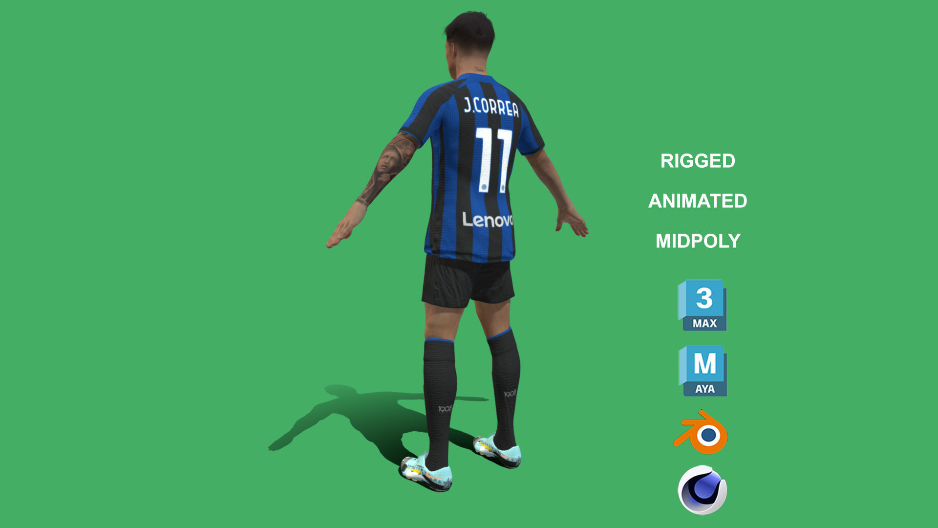 3D Rigged Joaquin Correa Inter Milan 2023 3D model_6