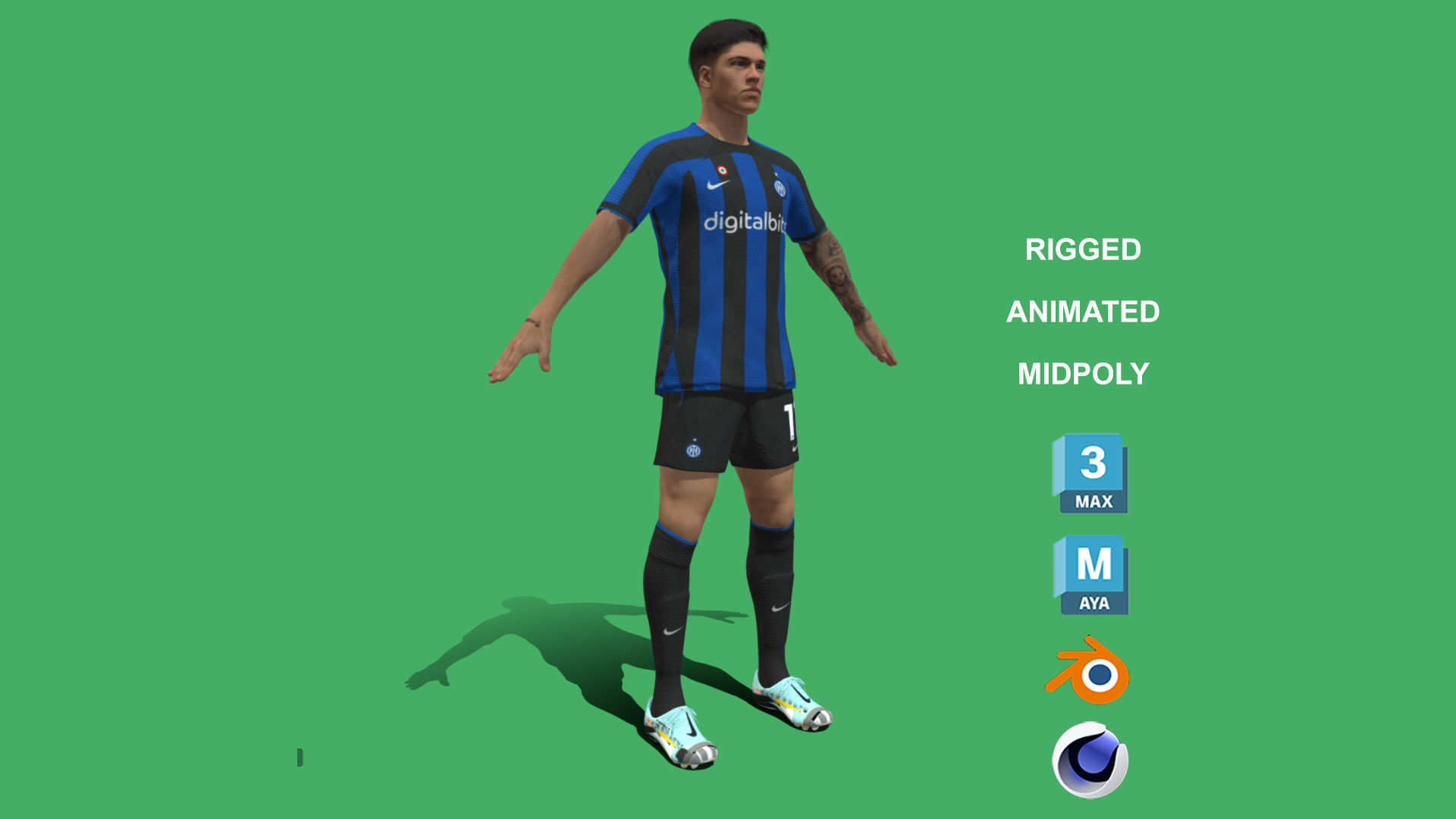 3D Rigged Joaquin Correa Inter Milan 2023 3D model_2