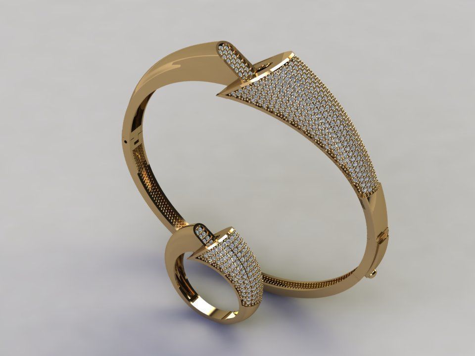 4x bracelet and ring  3D print model_1