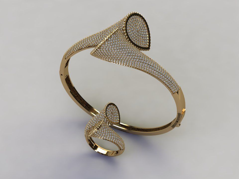 4x bracelet and ring  3D print model_2