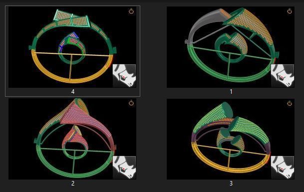 4x bracelet and ring  3D print model_6