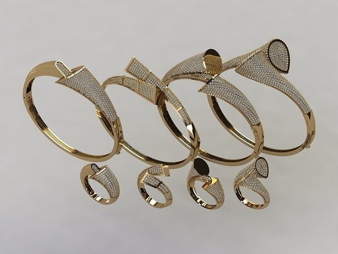 4x bracelet and ring  3D print model