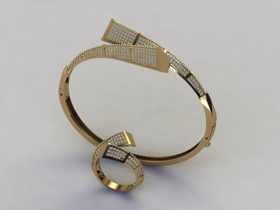 4x bracelet and ring  3D print model_4