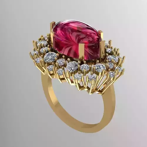 Ruby  Stone Ring 3D print model