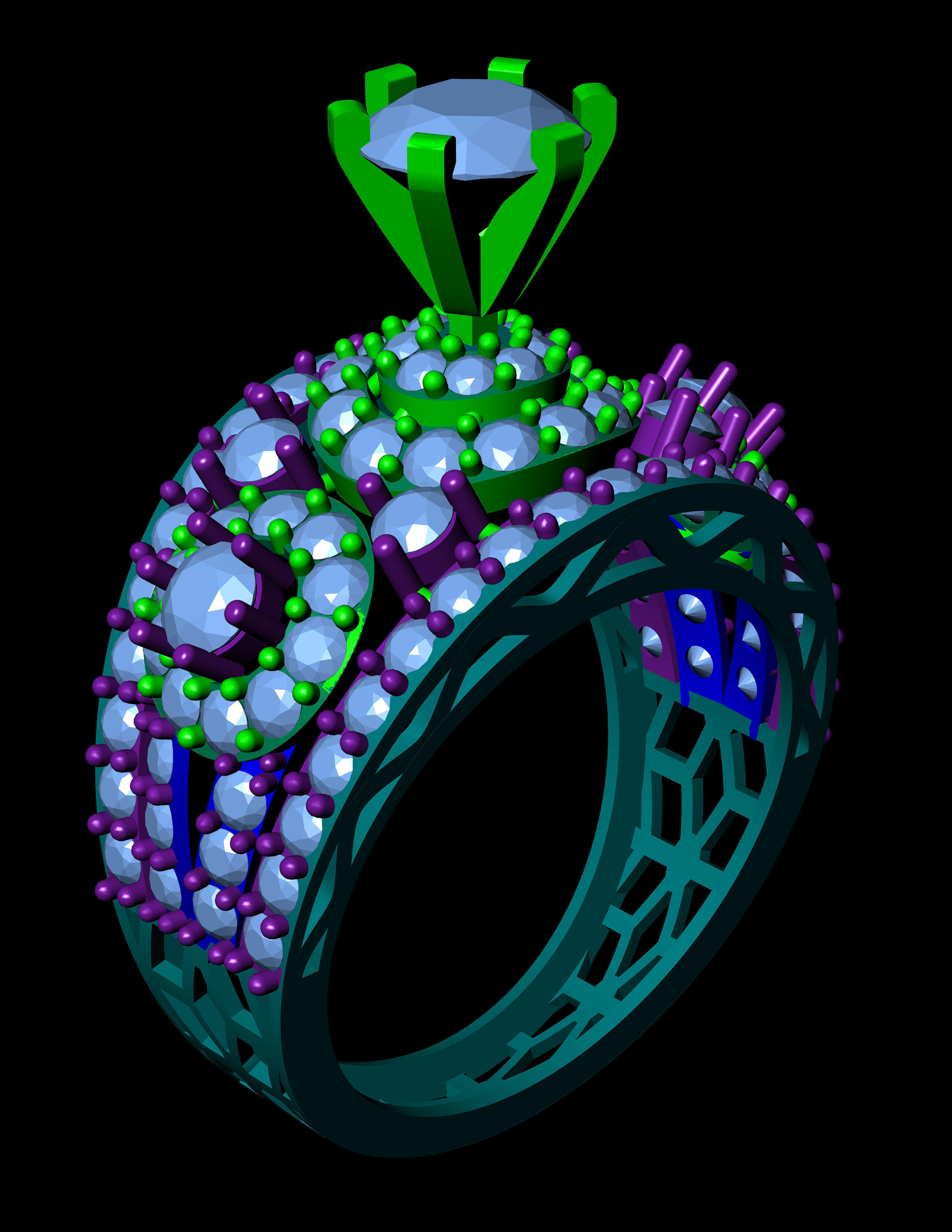 Diamond Solitaire Ring Jewellery for Women 3D print model 3D print model_3