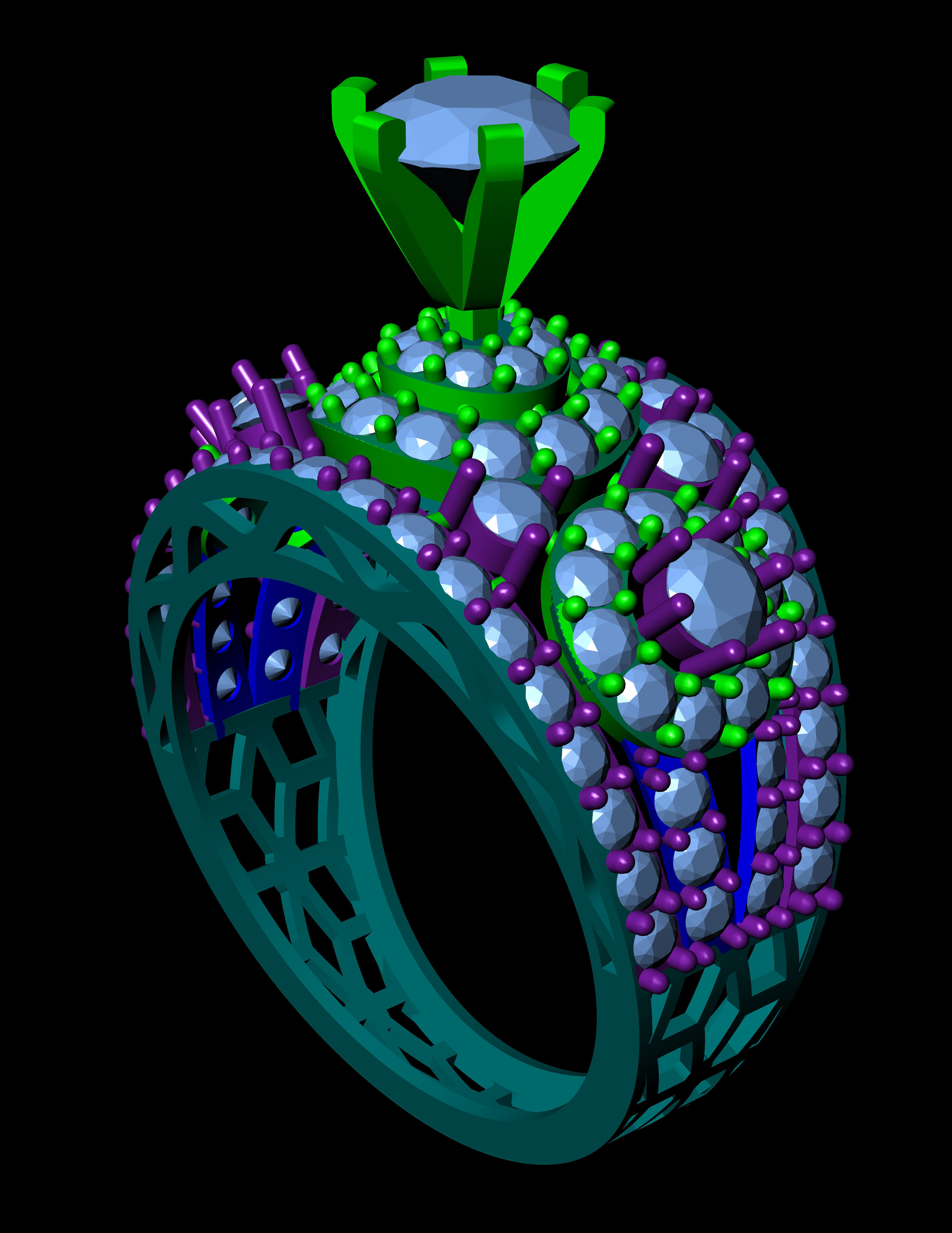 Diamond Solitaire Ring Jewellery for Women 3D print model 3D print model_5