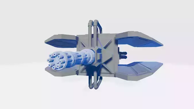 Cube spaceship with minigun 