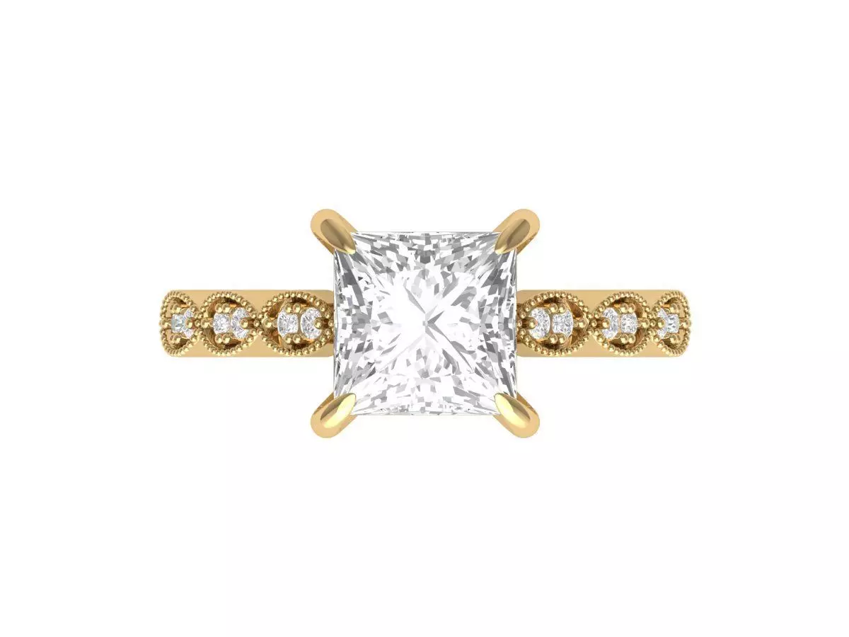 Princess Art Deco Ring 3D print model