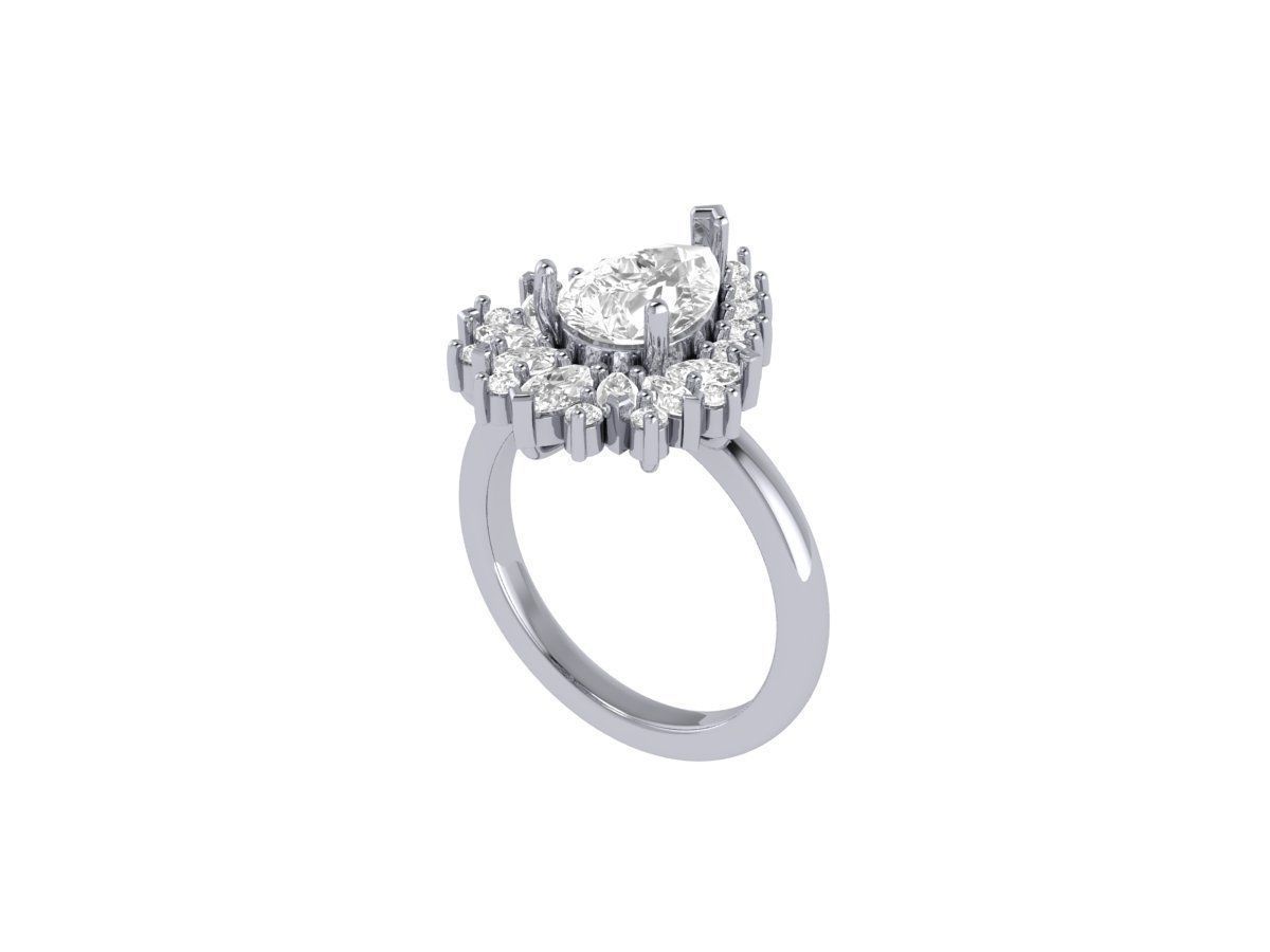 Pear SolitaireArt Deco Ring 3D print model_4