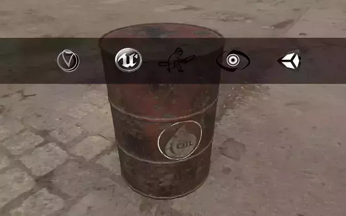 Rusty Barrel Oil Style Low-poly 3D model