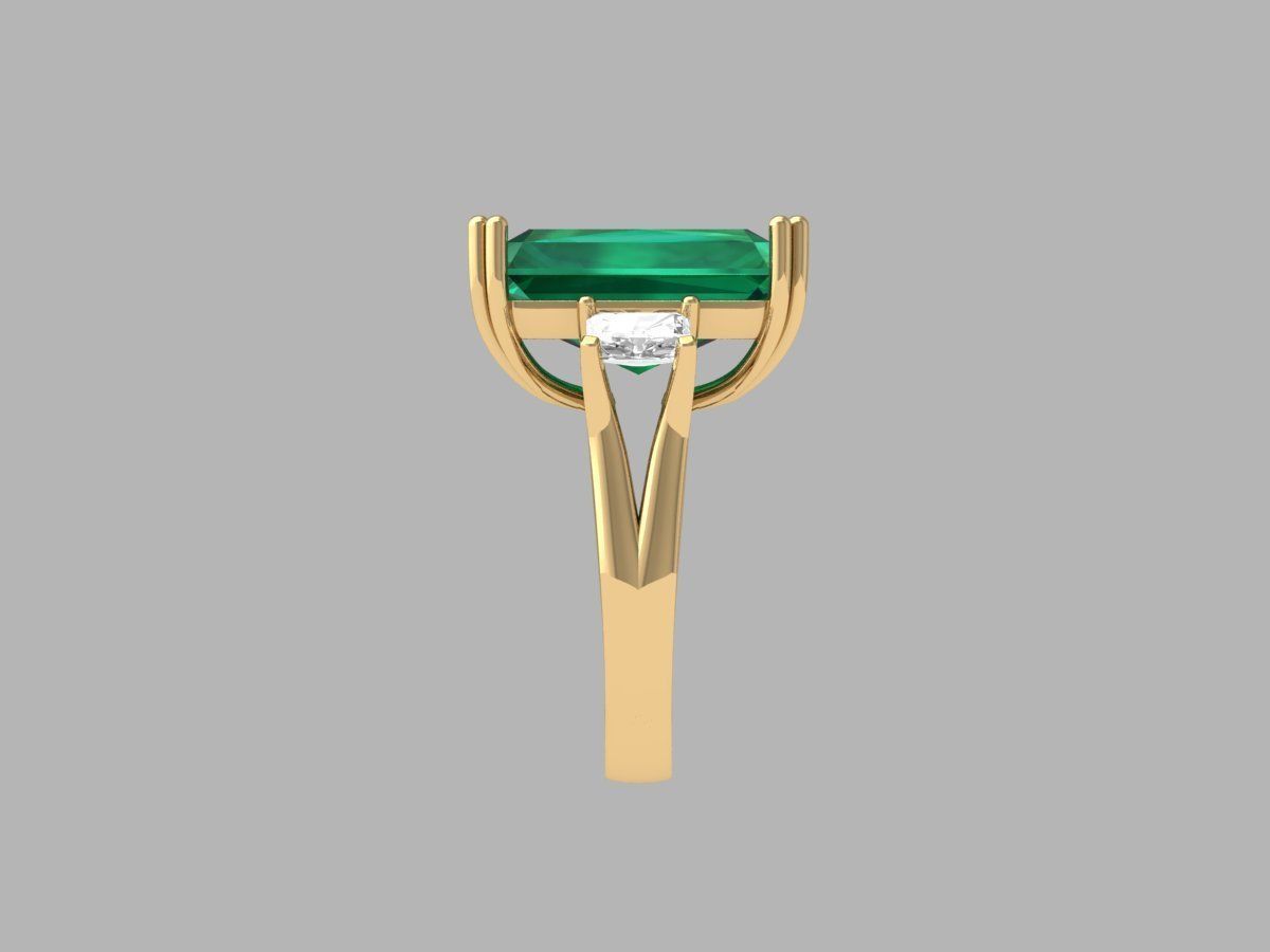 Radiant 3 Stone Art Deco Ring 3D print model_4