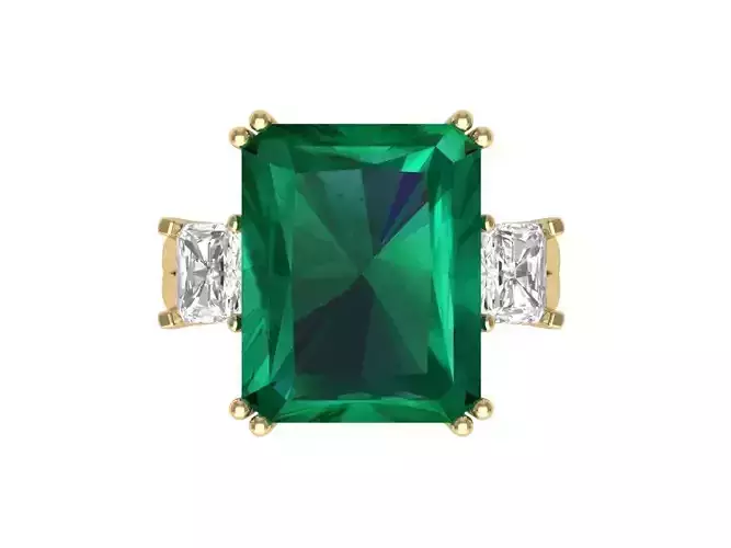 Radiant 3 Stone Art Deco Ring