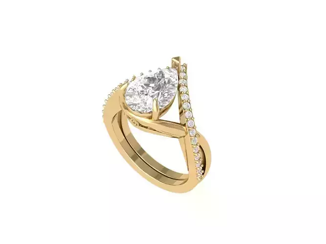 Pear SolitaireArt Deco infinity Ring