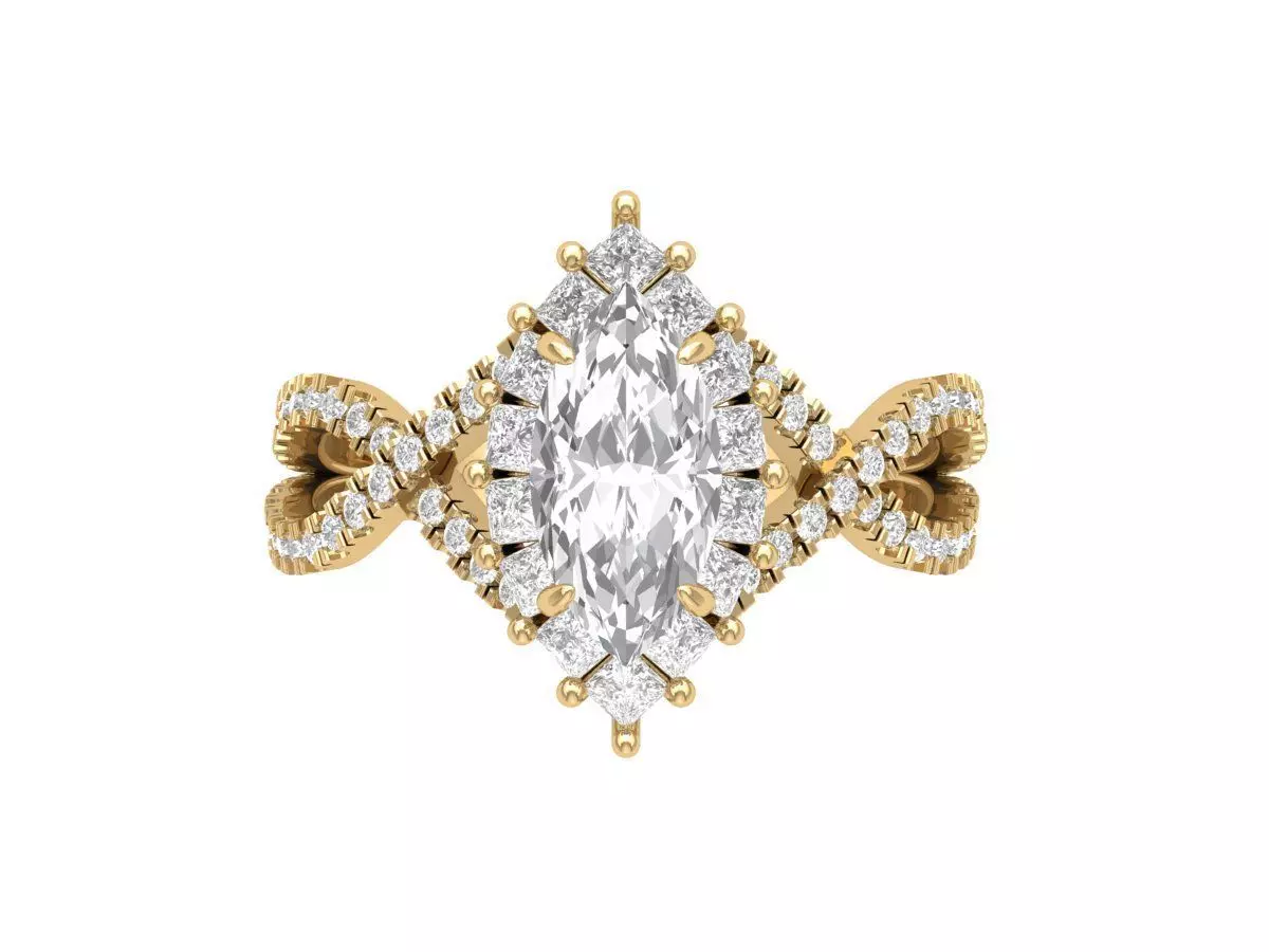 Marquise Art Deco Infinity Ring 3D print model_0