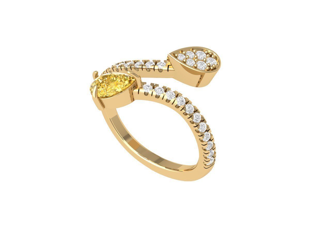 Pear 2 Stone Ring 3D print model_1