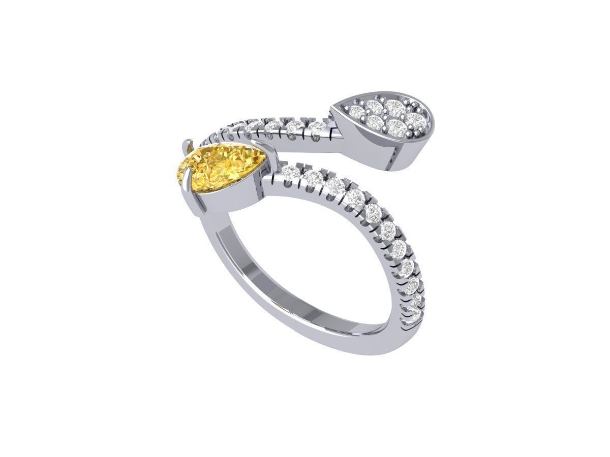 Pear 2 Stone Ring 3D print model_2