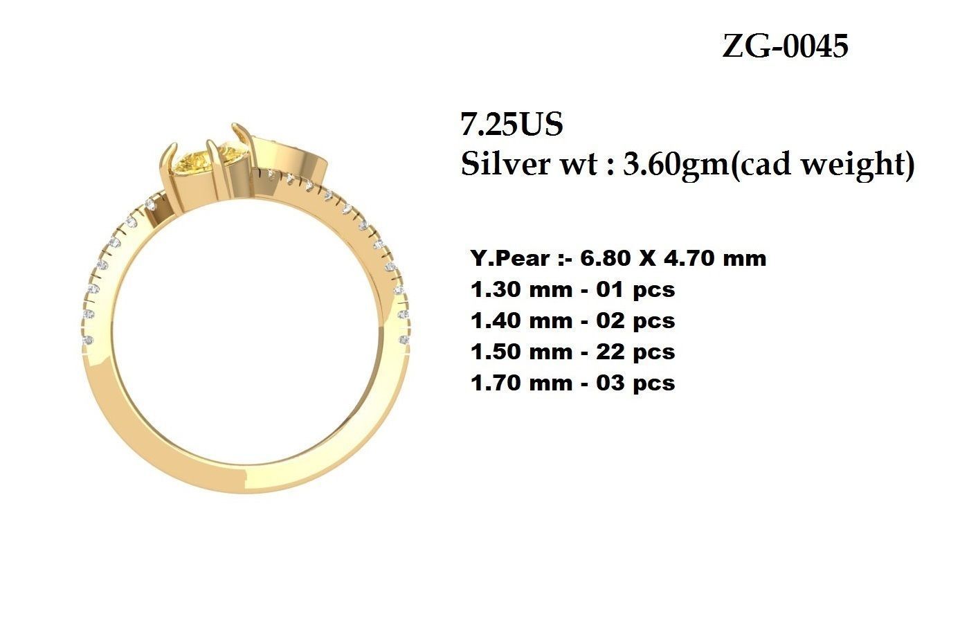 Pear 2 Stone Ring 3D print model_5