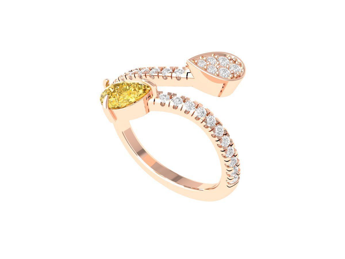 Pear 2 Stone Ring 3D print model_3