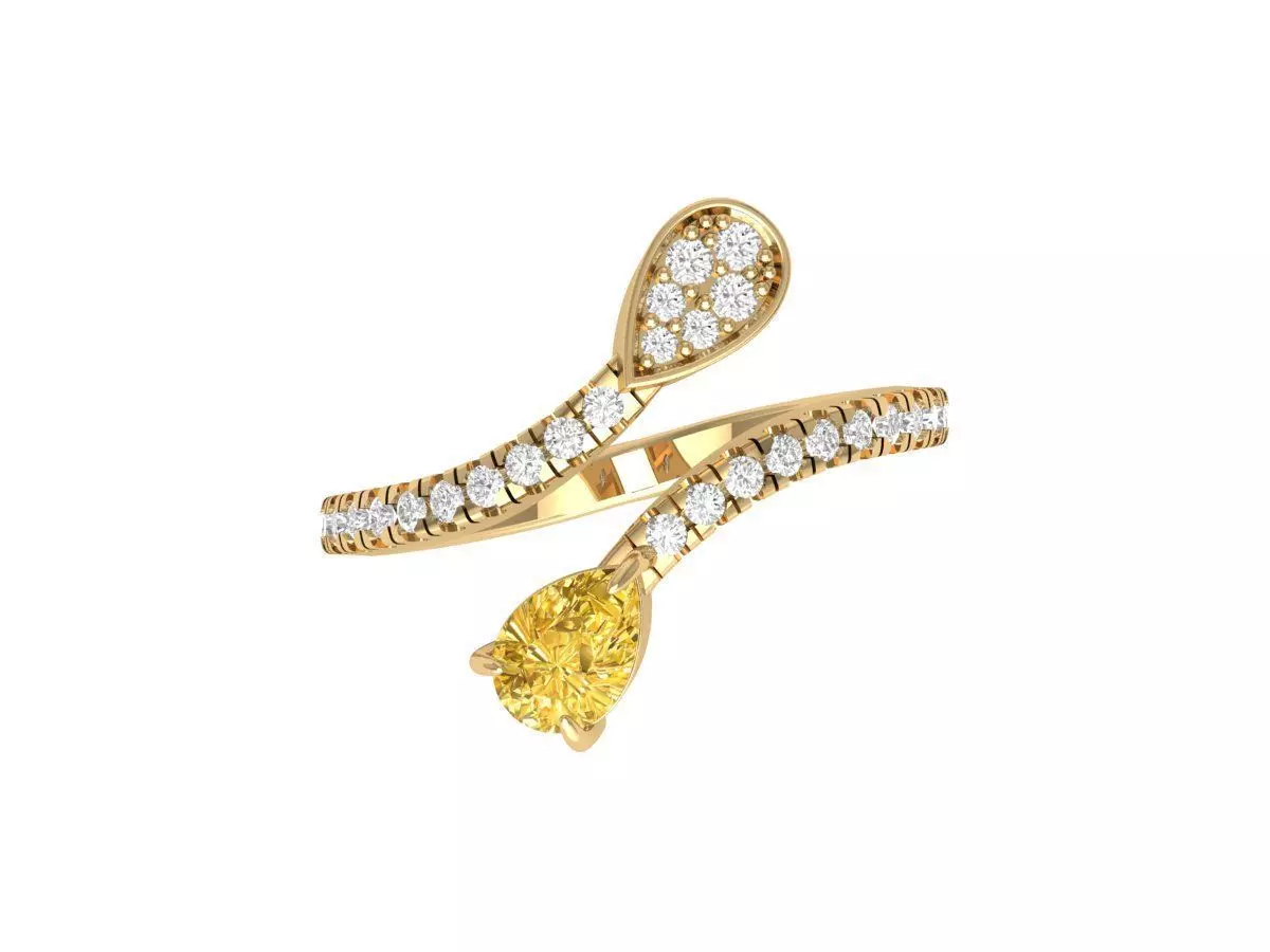 Pear 2 Stone Ring 3D print model_0