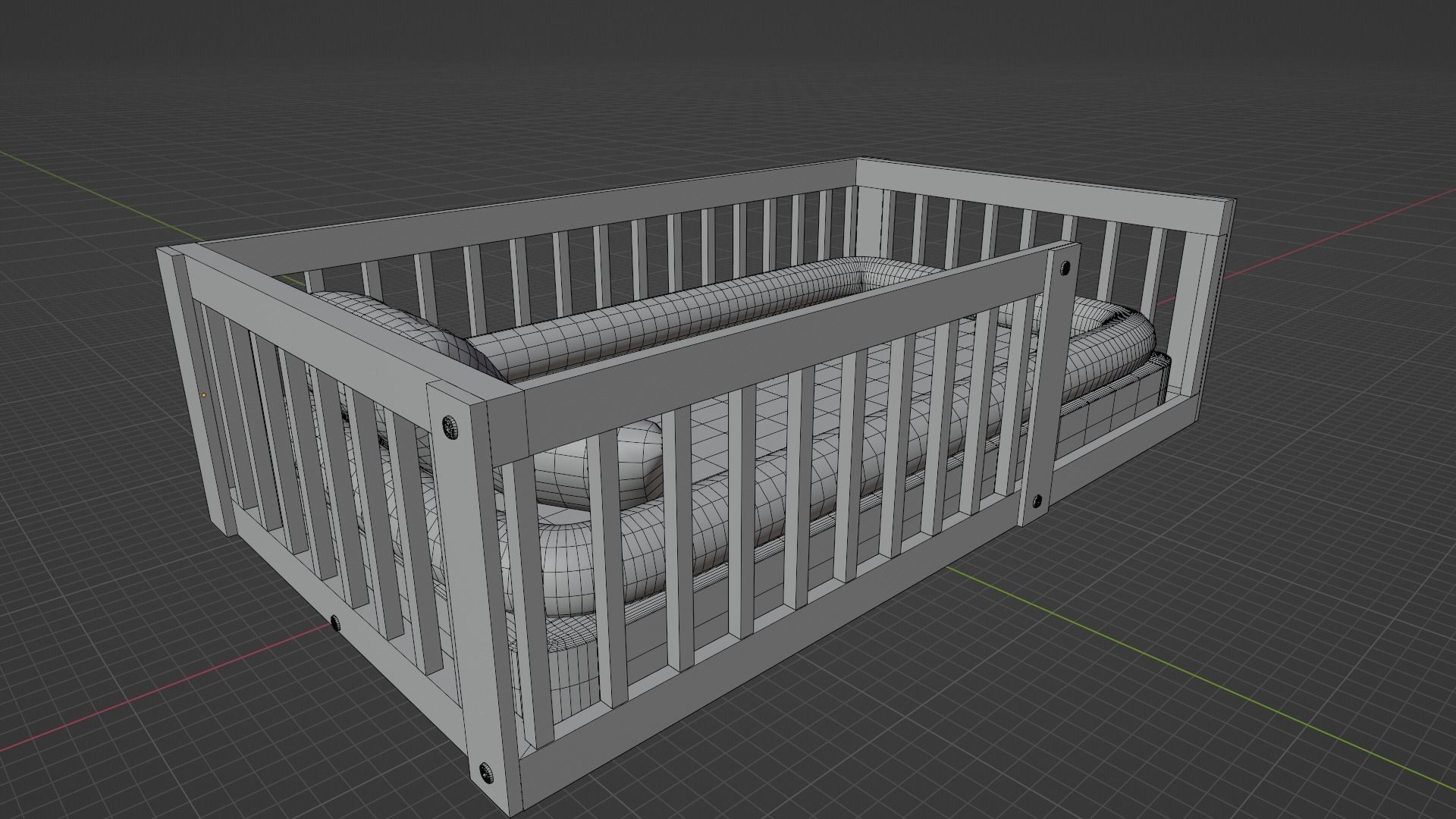 Toddler floor bed 3D model_2