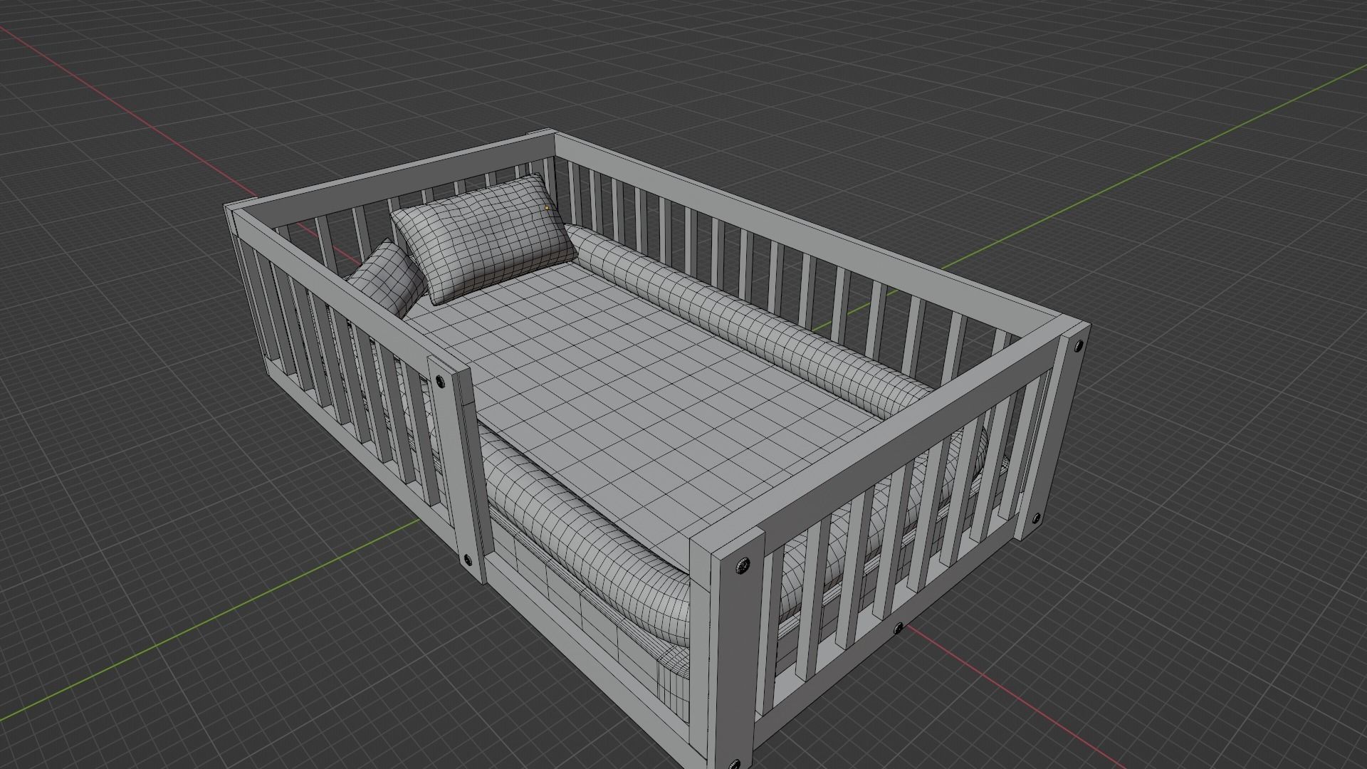 Toddler floor bed 3D model_4