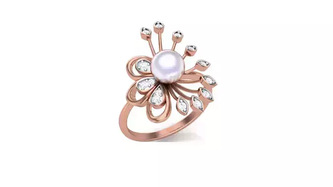 Flower High Jewelry Diamond Cocktail Ring 3dm stl obj mtl glb 3D print model