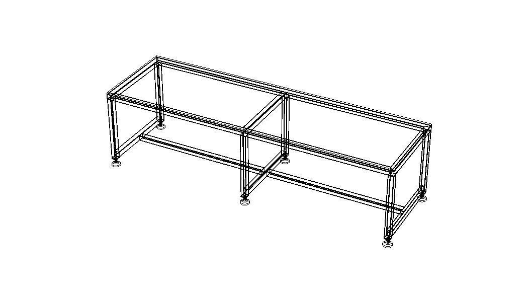 2000x600 Steel Work Table 3D model_4