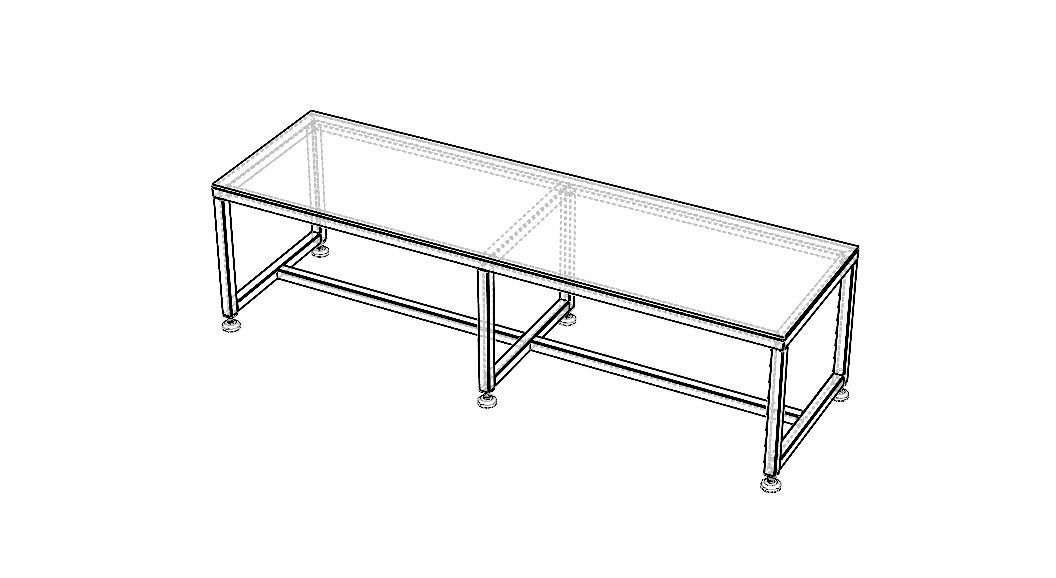 2000x600 Steel Work Table 3D model_3
