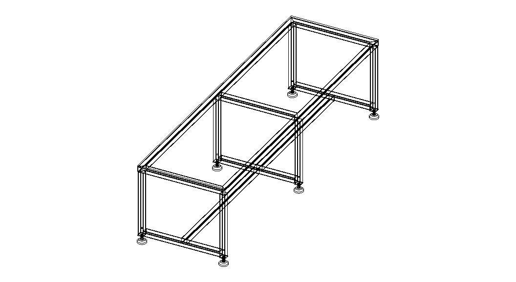 2000x600 Steel Work Table 3D model_16