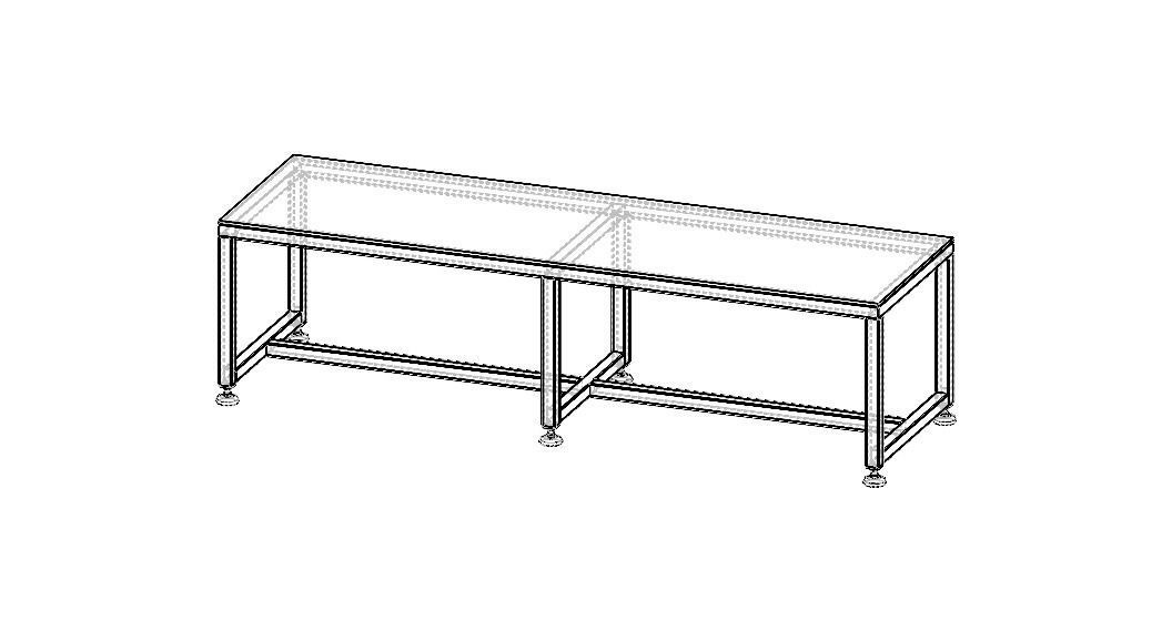 2000x600 Steel Work Table 3D model_39