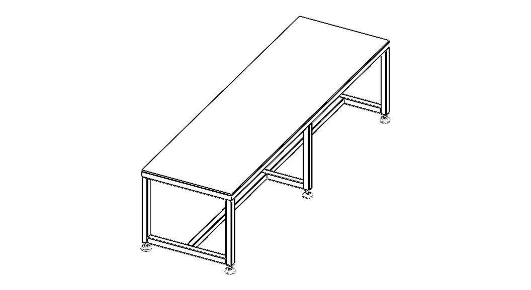 2000x600 Steel Work Table 3D model_14