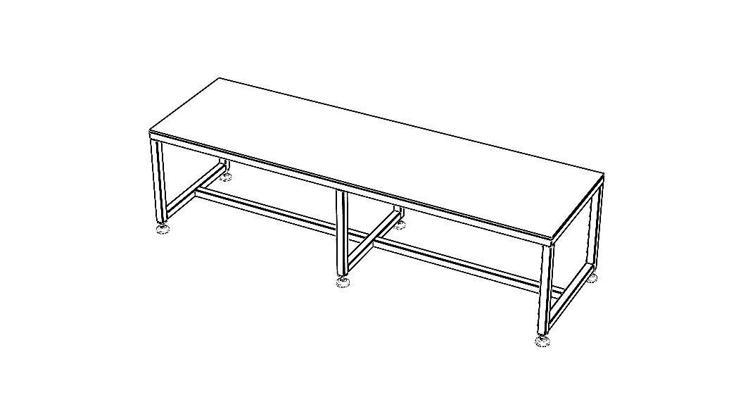 2000x600 Steel Work Table 3D model_2