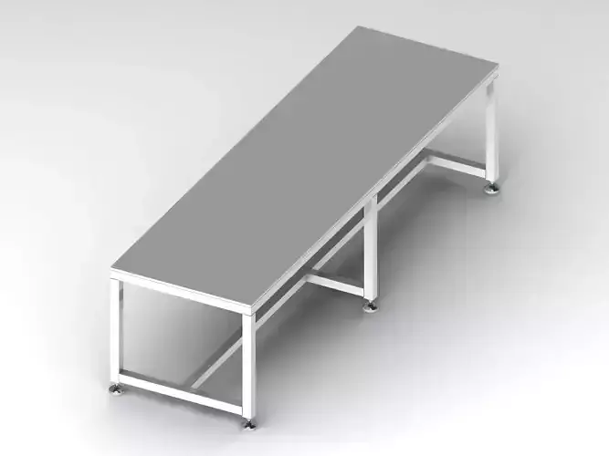 2000x600 Steel Work Table 3D model