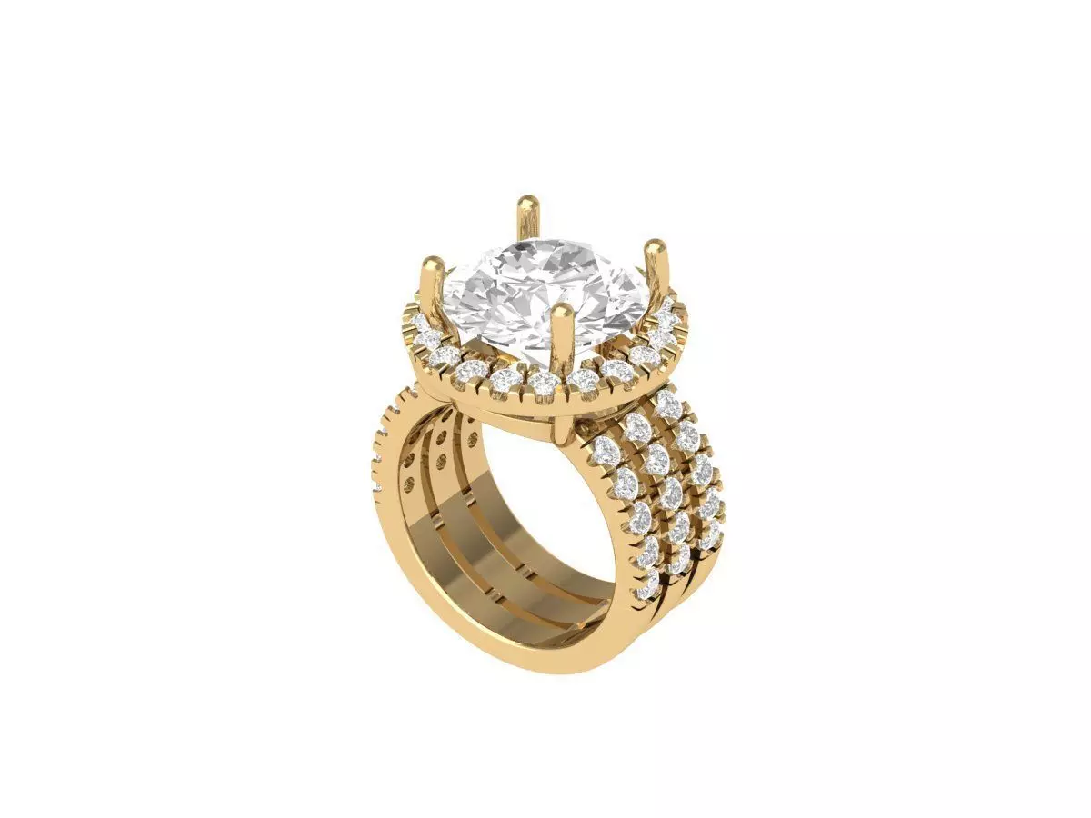 Solitaire Engagement Art Deco Ring 3D print model_0