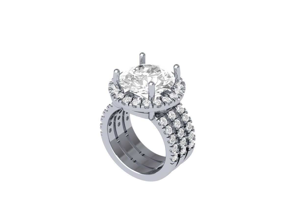 Solitaire Engagement Art Deco Ring 3D print model_3