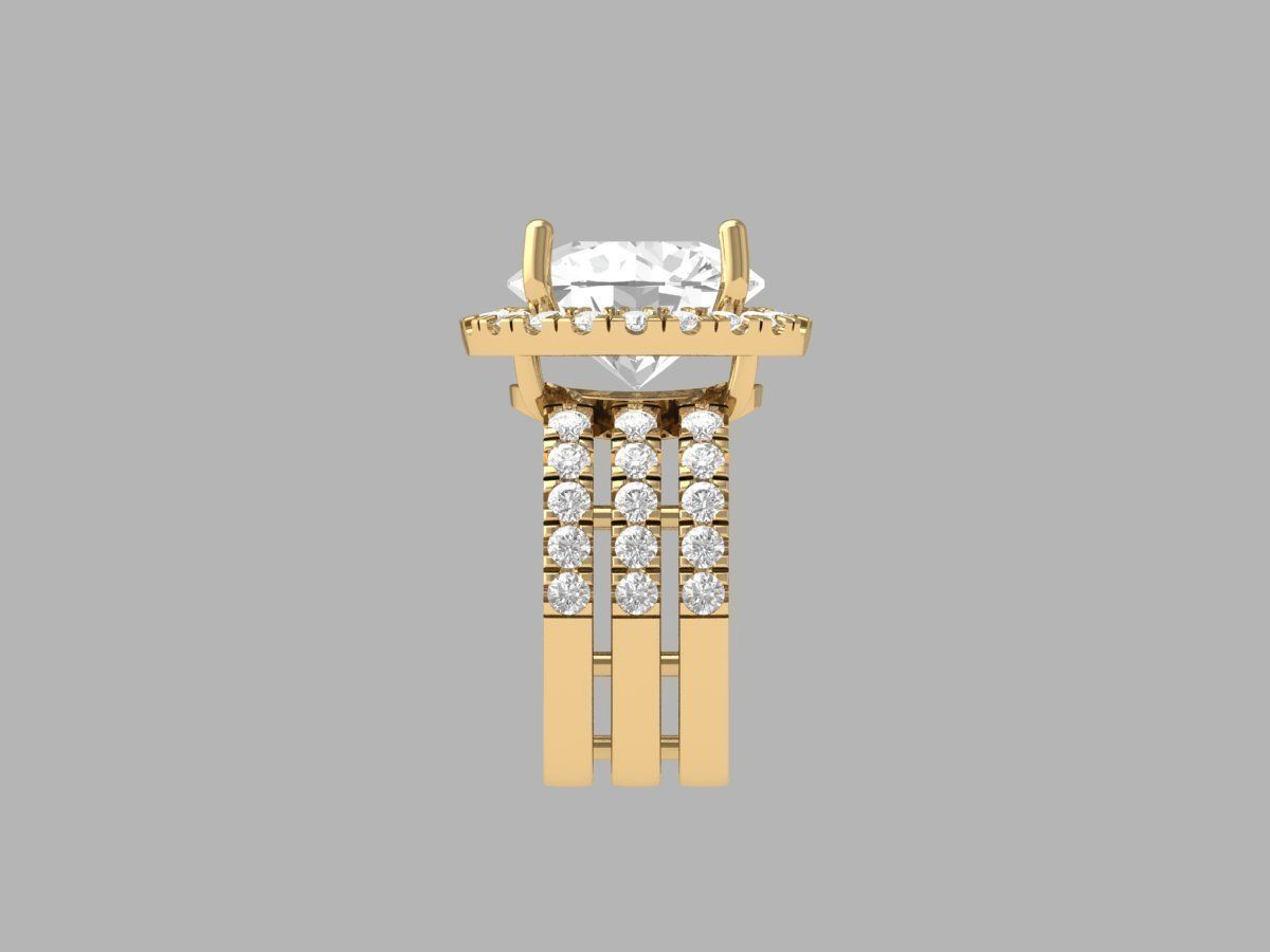 Solitaire Engagement Art Deco Ring 3D print model_4