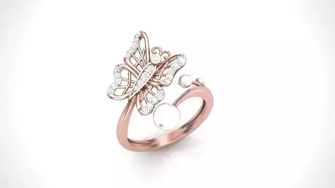 Butterfly High Jewelry Diamond Cocktail Ring 3dm stl obj mtl  3D print model