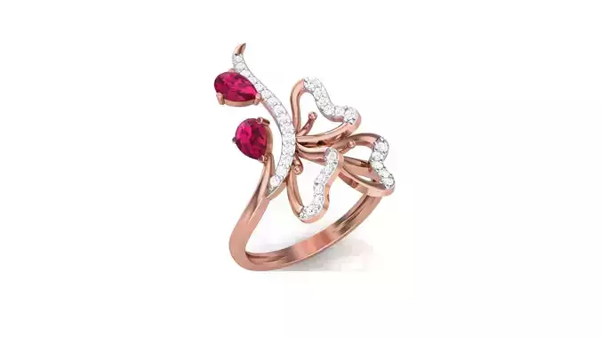 Butterfly High Jewelry Diamond Cocktail Ring 3dm stl obj mtl 3D print model