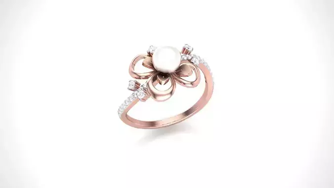 Flower High Jewelry Diamond Cocktail Ring 3dm stl obj mtl glb 3D print model