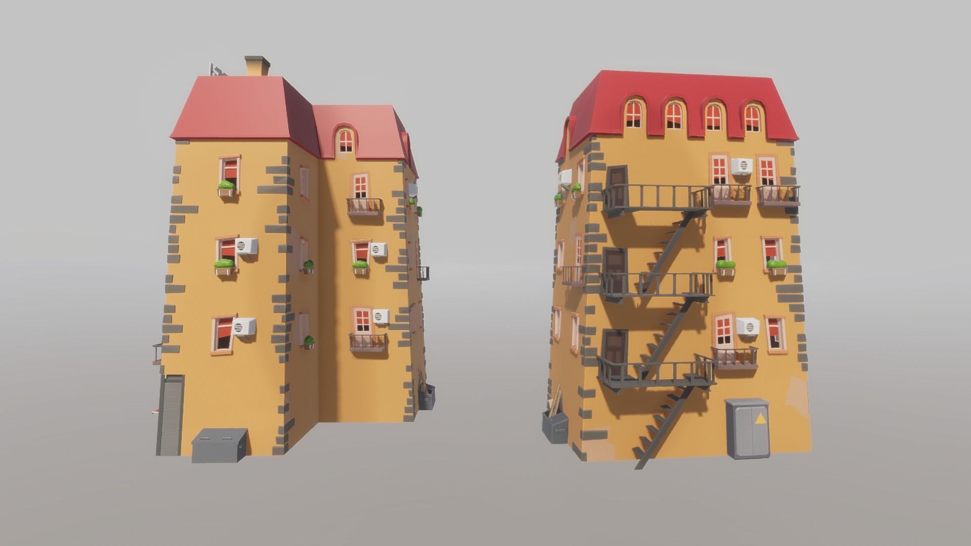 Cartoon house generator Low-poly 3D model_6