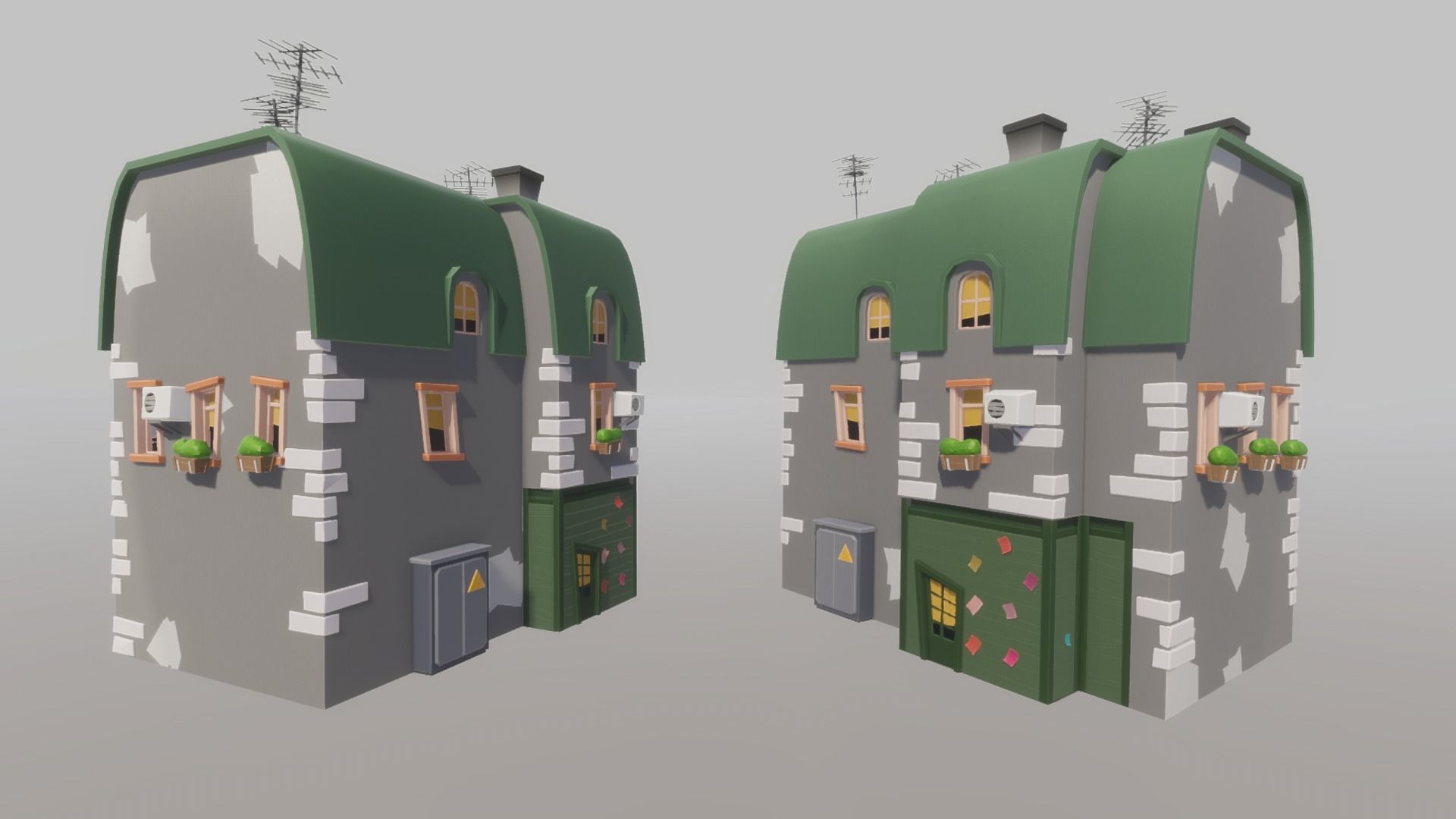 Cartoon house generator Low-poly 3D model_18