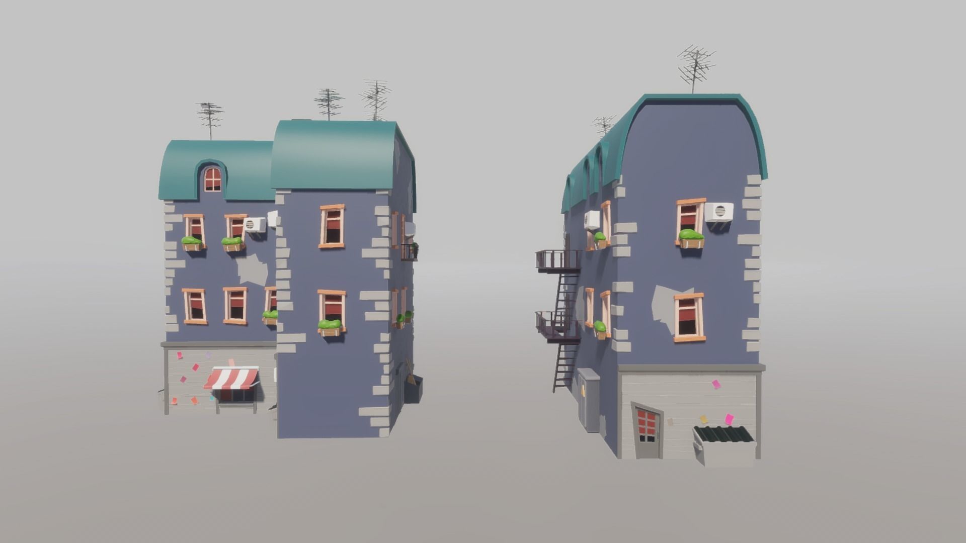 Cartoon house generator Low-poly 3D model_30