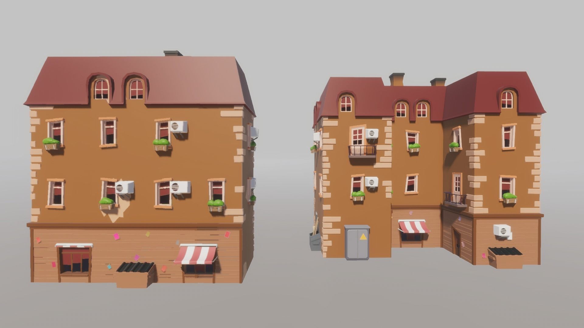 Cartoon house generator Low-poly 3D model_29