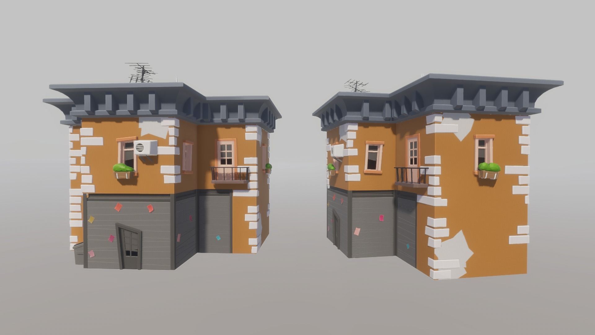 Cartoon house generator Low-poly 3D model_19