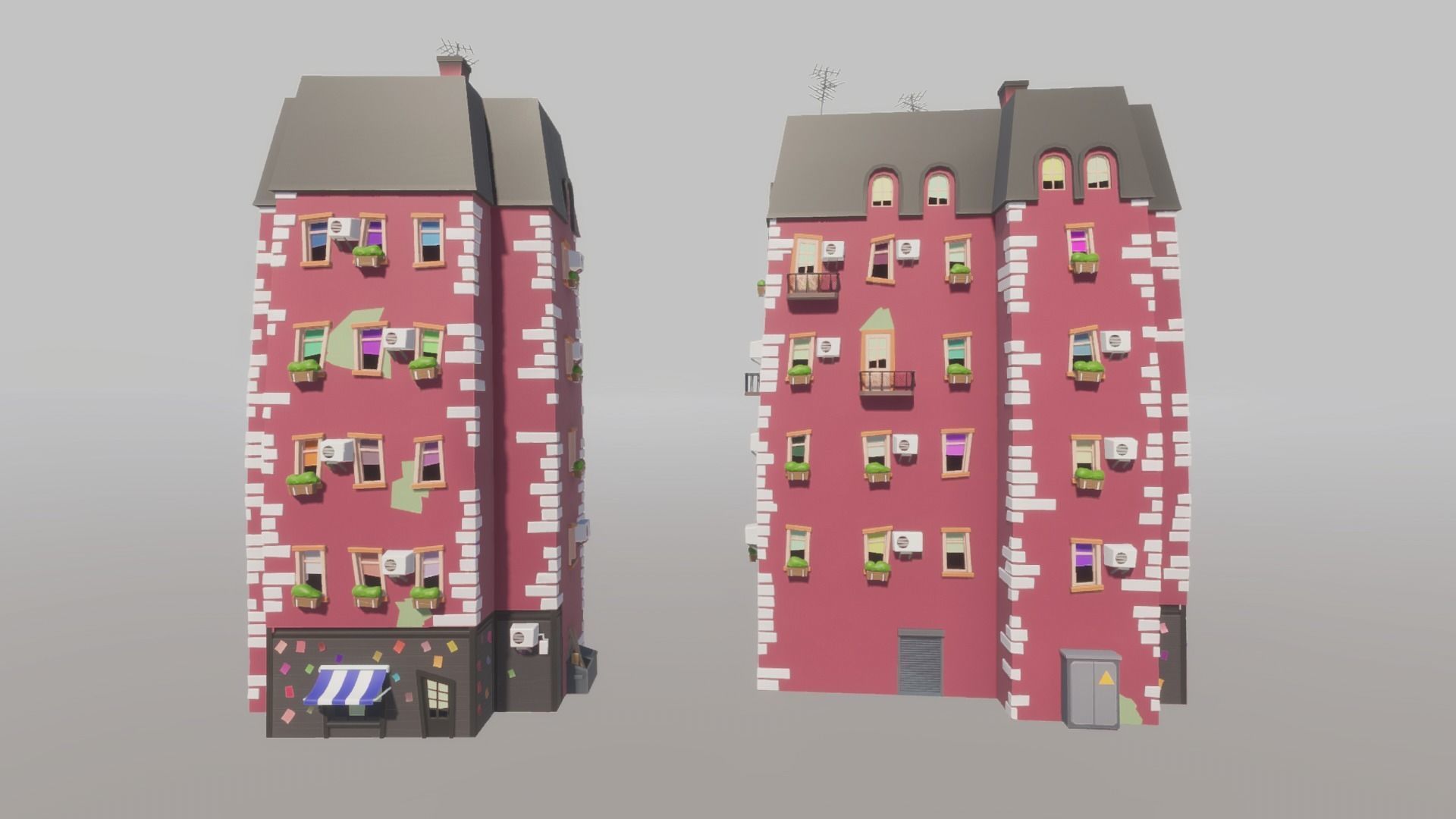 Cartoon house generator Low-poly 3D model_14