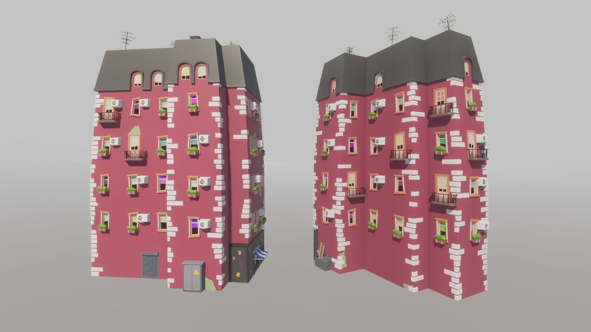 Cartoon house generator Low-poly 3D model_13