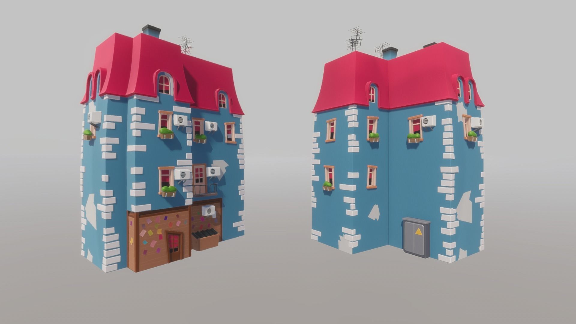 Cartoon house generator Low-poly 3D model_16