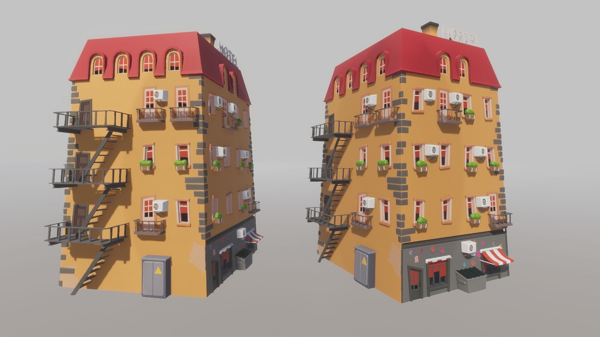 Cartoon house generator Low-poly 3D model_5